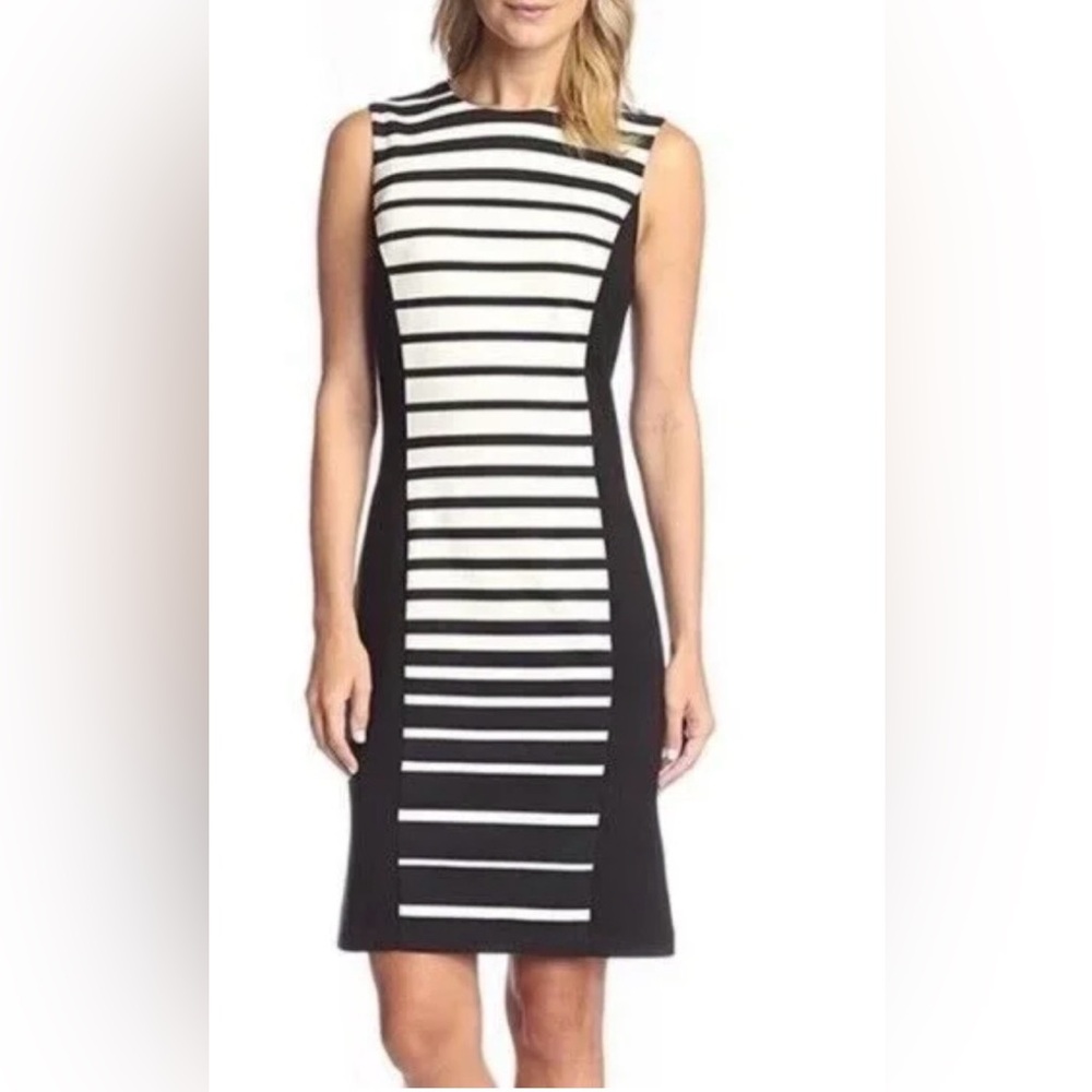 J McLaughlin‎ XS Joise White Black Sleeveless Fitted Dress Women Catalina Cloth